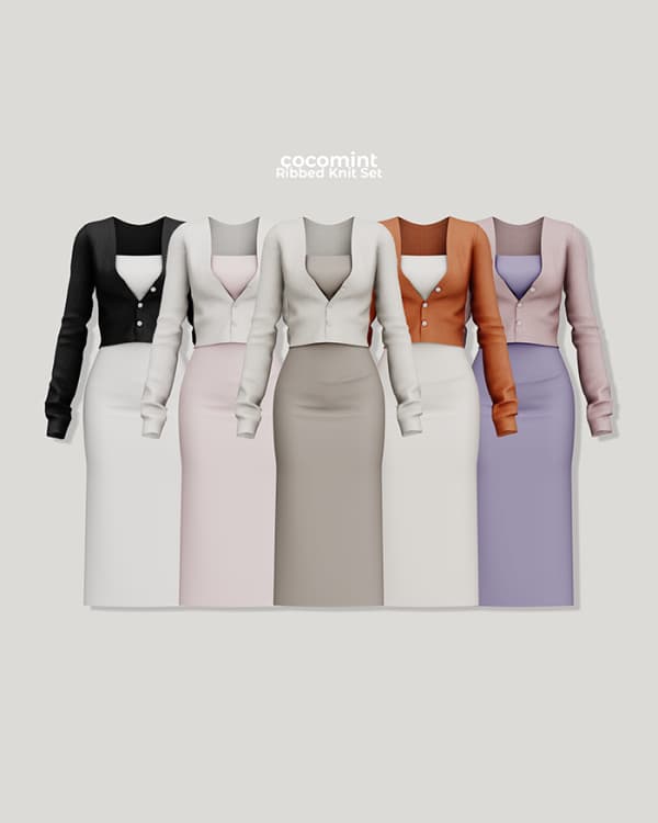 Галерея мода Комплект Ribbed Knit Set #1